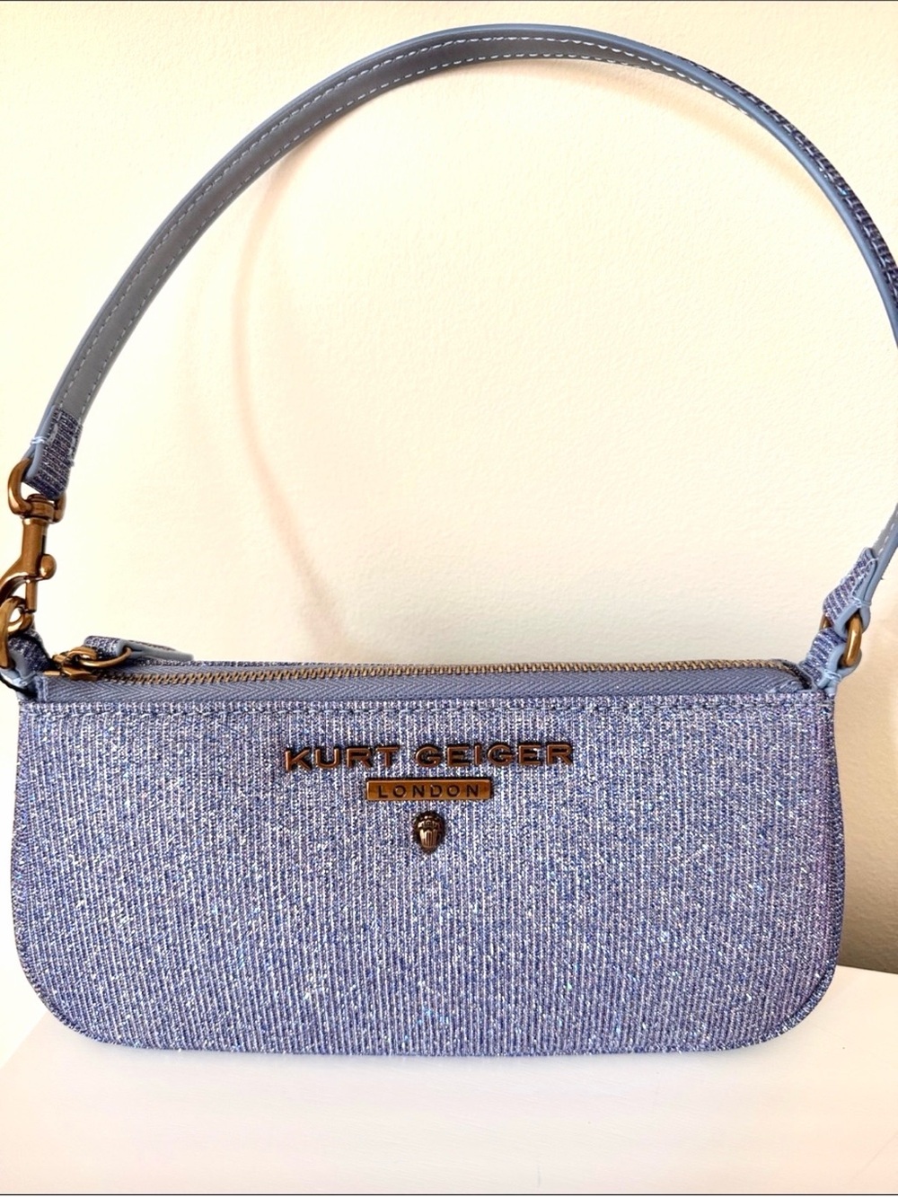 Lilac Glitter Shoulder Bag with Gold Hardware NWT